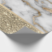 Eleganter, stilvoller Gold Glitzer Shiny White Mar Geschenkpapier (Ecke)