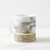 Eleganter, stilvoller Gold Glitzer Shiny White Mar Kaffeetasse (Vorderseite Links)