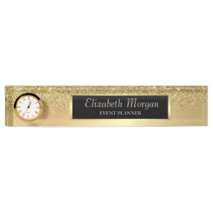 Eleganter stilvoller goldener Glitter Bokeh Ombre Namensplakette