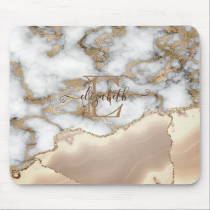 Eleganter stilvoller goldener Glitter-Cream-Marmor Mousepad