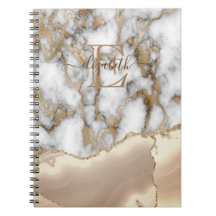 Eleganter stilvoller goldener Glitter-Cream-Marmor Notizblock