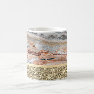 Eleganter stilvoller goldener Glitter glänzender M Kaffeetasse