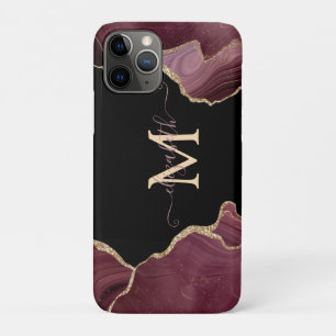 Eleganter stilvoller Goldglitter Burgunder Achat Case-Mate iPhone Hülle