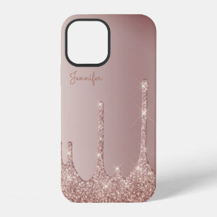 Eleganter stilvoller Kupfer-Roségold-Glitter-Tropf iPhone 12 Hülle