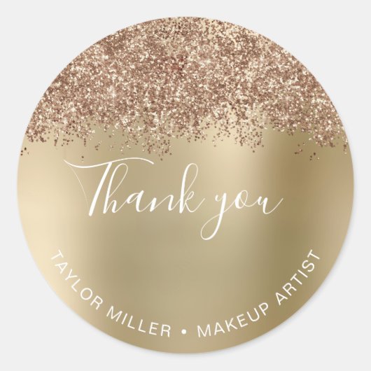 Eleganter stilvoller Kupfergold-Glitzer Rose Viele Runder Aufkleber (Vorderseite)