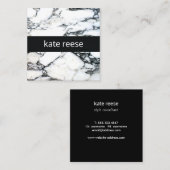 Eleganter, stilvoller Marmor aus schwarzem und wei Quadratische Visitenkarte (Vorne/Hinten)