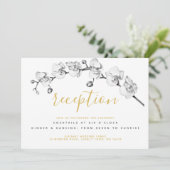 Eleganter stilvoller, moderner Chic Floral Gold Em Einladung (Stehend Vorderseite)