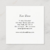 Eleganter stilvoller moderner türkisfarbener Linen Quadratische Visitenkarte (Rückseite)