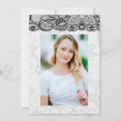 Eleganter stilvoller Navy Foto Abschluss Einladung (Rückseite)