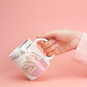 Eleganter stilvoller Pink Nails Script Schönheitss Tasse