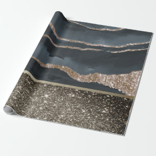 Eleganter stilvoller schwarzer Gold-Glitter schimm Geschenkpapier