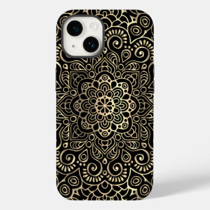 Eleganter stilvoller schwarzer Gold-Mandala Case-Mate iPhone 14 Hülle