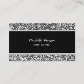 Eleganter, stilvoller, schwarzer, silberner Glitze Visitenkarte (Vorderseite)
