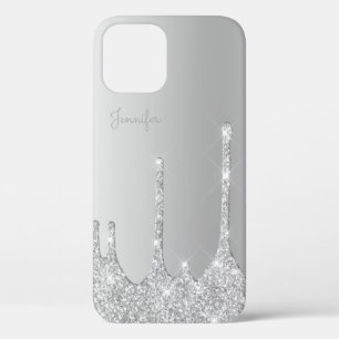 Eleganter, stilvoller silberner Glitzer-Tropfen Case-Mate iPhone Hülle