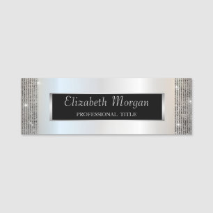 Eleganter stilvoller, silberner Rahmen mit Paillet Namensschild