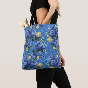 Eleganter stilvoller süßer blauer botanischer Blum Tasche