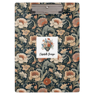 Eleganter stilvoller vintage-dunkler Blumenmuster- Klemmbrett