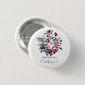 Eleganter stilvoller Vintage-Rosenstrauß Hochzeit Button (Vorne & Hinten)