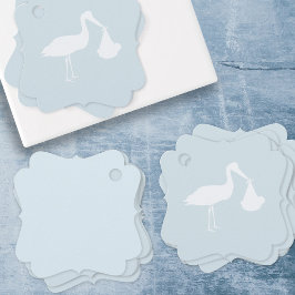 Eleganter Stork Gönnen einfache Blue Baby Dusche Geschenkanhänger