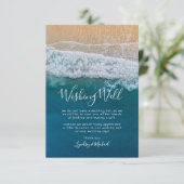 Eleganter Strand Blue Ocean Hochzeit wünschend gut Begleitkarte (Stehend Vorderseite)