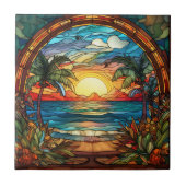 eleganter Strand durch das Fenster Fliese (Vorderseite)