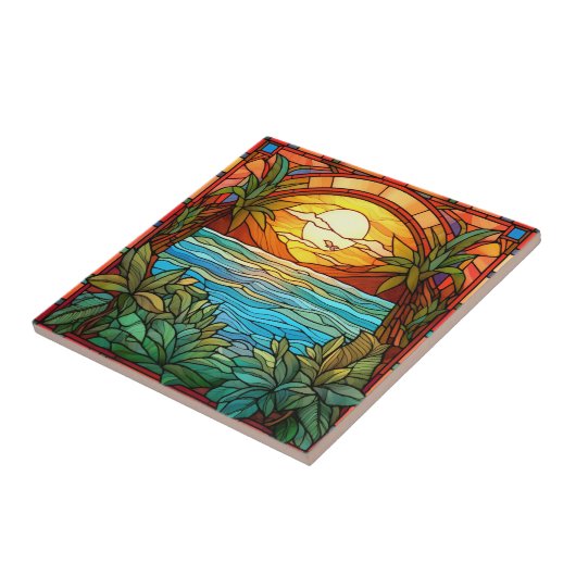 eleganter Strand durch das Fenster Fliese (Seite)