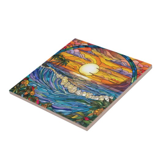 eleganter Strand durch das Fenster Fliese (Seite)