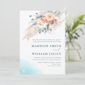 Eleganter Strand Hochzeit Einladung (Stehend Vorderseite)