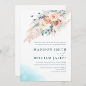 Eleganter Strand Hochzeit Einladung (Vorne/Hinten)