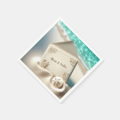 Eleganter Strand Hochzeit Einladung in Sand Serviette (Ecke)