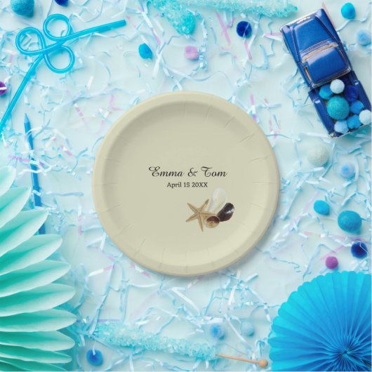 Eleganter Strand Hochzeit Küste Ziel Pappteller (Party)