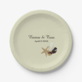 Eleganter Strand Hochzeit Küste Ziel Pappteller (Vorderseite)