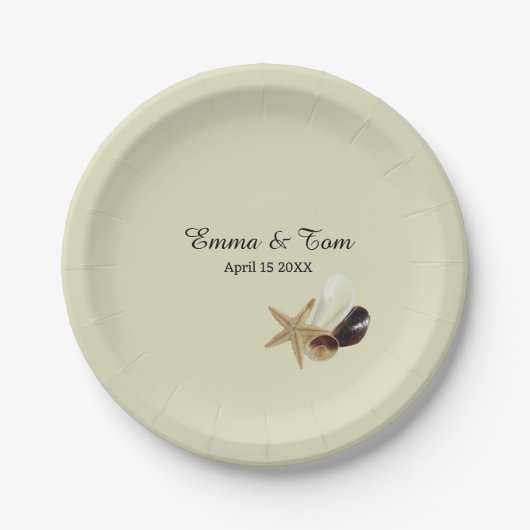Eleganter Strand Hochzeit Küste Ziel Pappteller (Vorderseite)