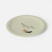 Eleganter Strand Hochzeit Küste Ziel Pappteller (Schrägansicht)