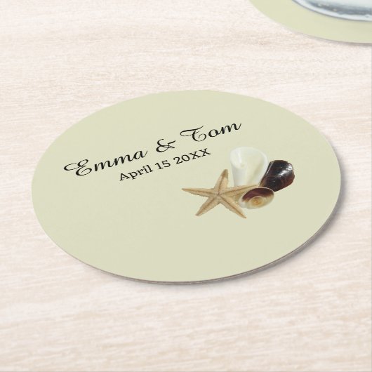 Eleganter Strand Hochzeit Küste Ziel Runder Pappuntersetzer (Angewinkelt)