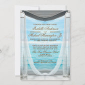 Eleganter Strand Hochzeit monogramm Meer & Himmel Einladung (Rückseite)