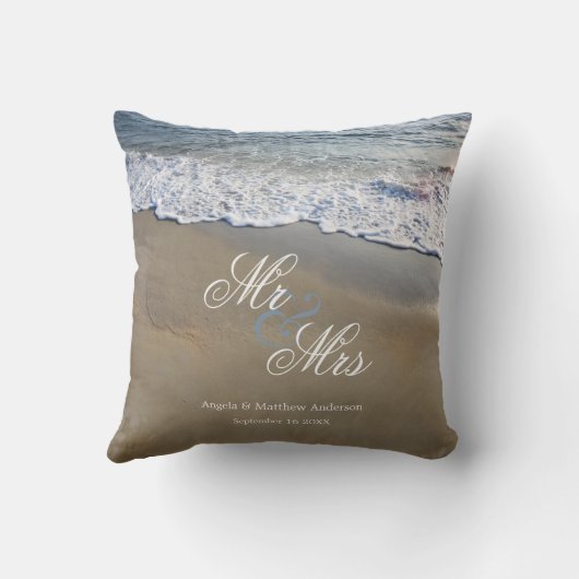 Eleganter Strand Hochzeit oder Jubiläum Kissen (Rückseite)