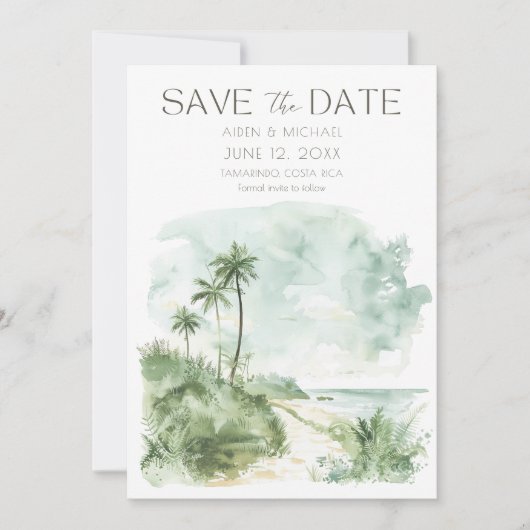Eleganter Strand Hochzeit Save The Date (Vorderseite)