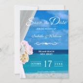 Eleganter Strand mit Blumen Save the Date (Vorderseite)