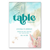 Eleganter Strand | Personalisierte Hochzeit von Dü Tischnummer (Vorderseite)