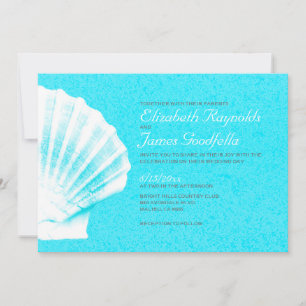 Eleganter Strand Seashells Hochzeit in Urlaubsort Einladung
