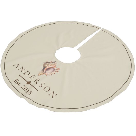 Eleganter Strand-TritonshornSeashell | Polyester Weihnachtsbaumdecke (Schrägansicht)