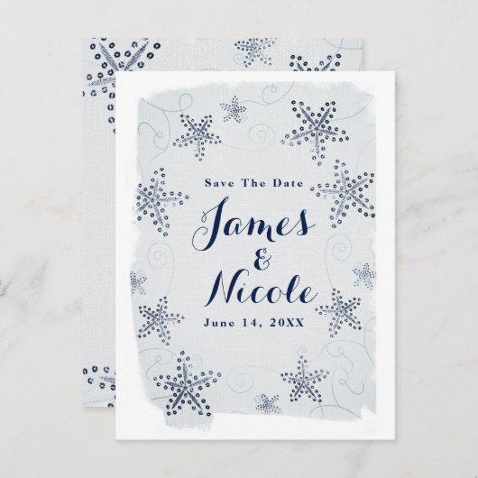 Eleganter Strand von Starfish & Sequins Save the D Ankündigungspostkarte (Vorne/Hinten)