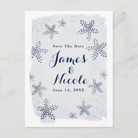 Eleganter Strand von Starfish & Sequins Save the D Ankündigungspostkarte (Vorderseite)