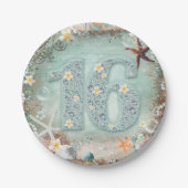 Eleganter Strandseeufel & Perlen Sweet 16 Party Pappteller (Vorderseite)