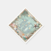 Eleganter Strandseeufel & Perlen Sweet 16 Party Serviette (Ecke)