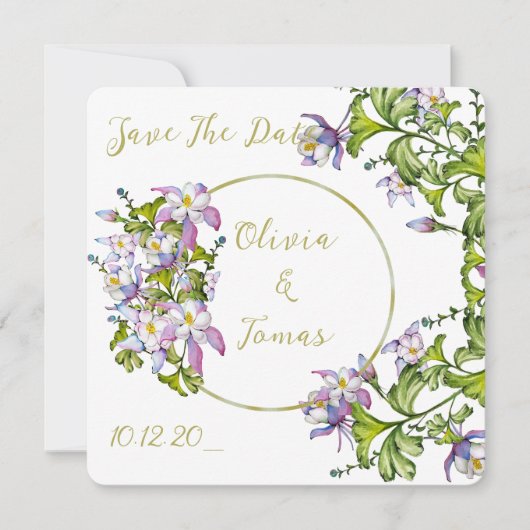 Eleganter Strauß von Aquarellsäulen Einladung (Vorderseite)