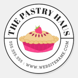 Eleganter Strawberry Pie und gekurbelter Text Runder Aufkleber