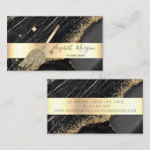 Eleganter Streifen Black Marble Gold Sequins Broom Visitenkarte (Vorne/Hinten)