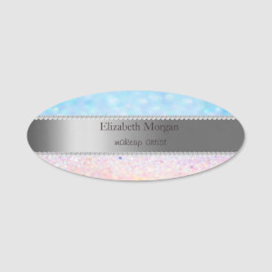 Eleganter Streifen, Perlen Bokeh Ombre Namensschild